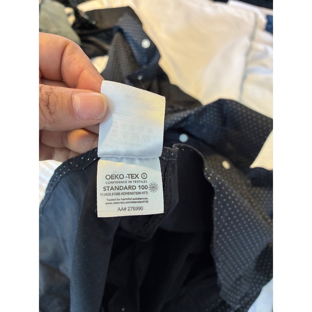 Lauren Ralph Lauren Slim Fit Dress Shirt Mens 16 Black Polka Dot Stretch Button - Picture 8 of 9